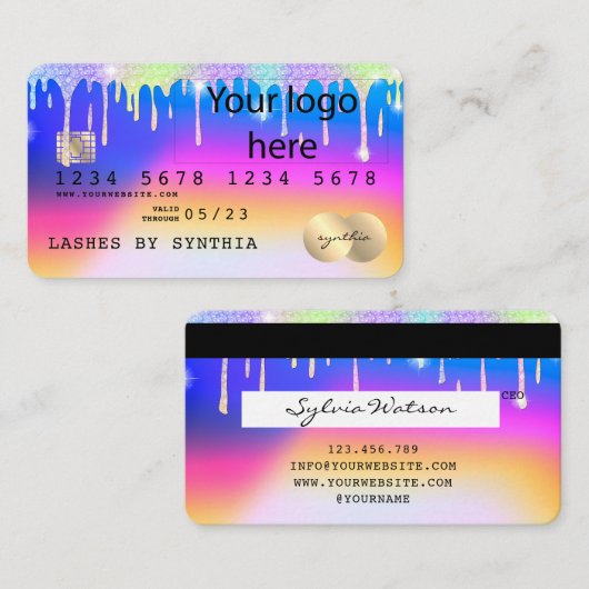 ロゴの追加Holigraph Unicornクレジッモダントカード 名刺 (正面/裏面)