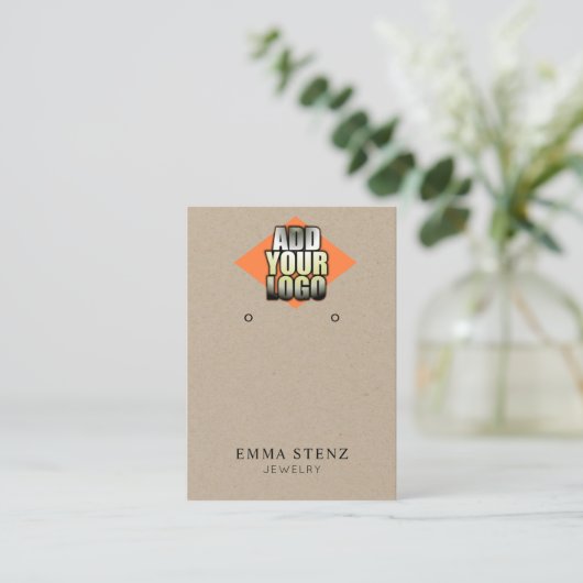 ロゴの追加Kraftイヤリングジュエリー表示カード 名刺 (スタンド正面)