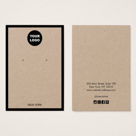 ロゴの追加Kraftイヤリング縁どディスプレイカード (正面&裏面)