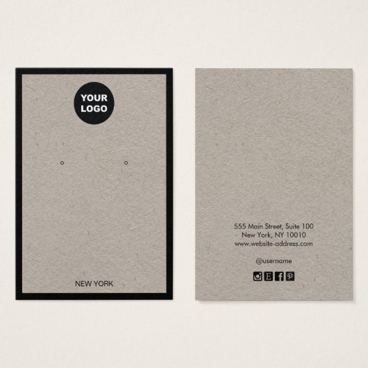 ロゴの追加Kraftイヤリング縁どディスプレイカード (正面&裏面)