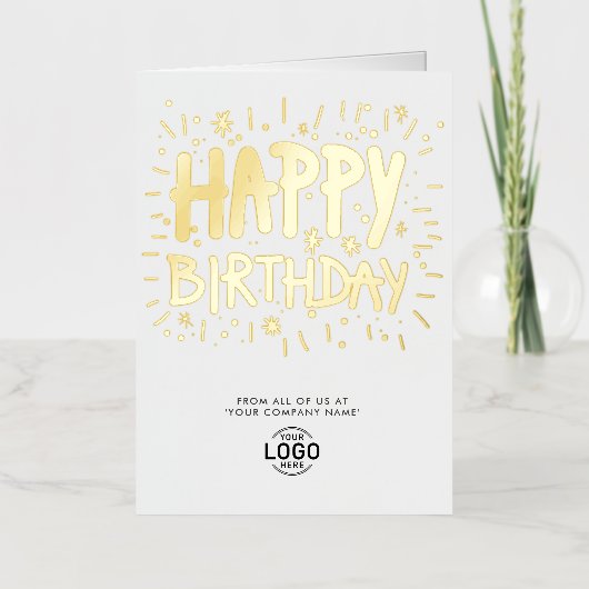 ロゴの追加Officeおもしろいドールハッピーバースデー 箔グリーティングカード (正面)