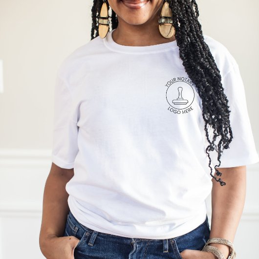 ロゴの追加QRコードのプロモーション公証人会社スタッフ Tシャツ