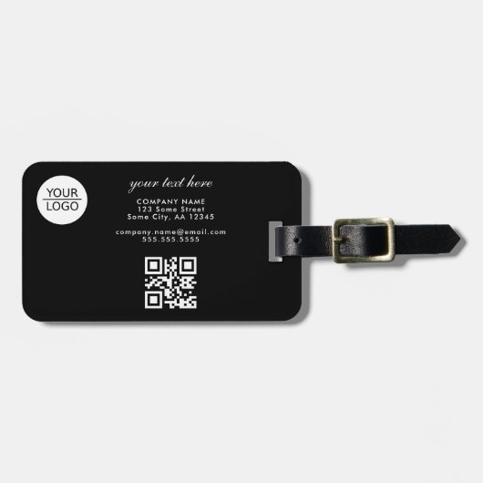 ロゴの追加QRコードカスタム文字プロモーション黒 ラゲッジタグ (正面横)