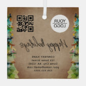 ロゴの追加QRコードクリスマスツリー水彩会社 ガラスオーナメント (裏面)