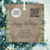 ロゴの追加QRコードクリスマスツリー水彩会社 ガラスオーナメント