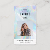 ロゴの追加QRコード従業員フォトホログラフィック 名刺 (正面)