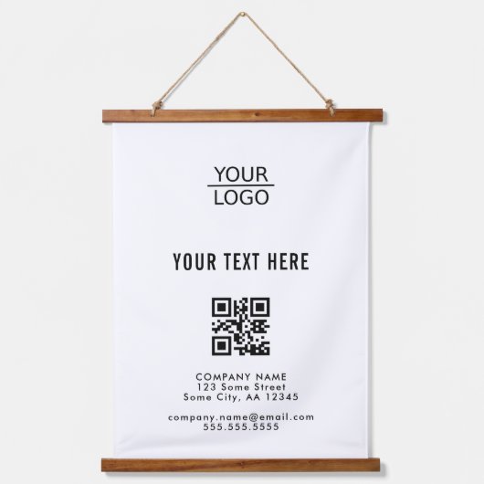 ロゴの追加QRコード文字会社プロモーション 吊り下げ型タペストリー (正面)
