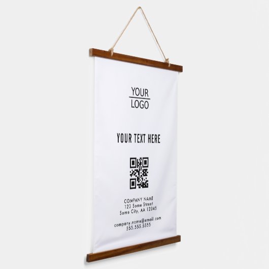 ロゴの追加QRコード文字会社プロモーション 吊り下げ型タペストリー (傾斜あり)