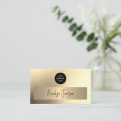 ロゴの追加QRコード金ゴールドグリッター 名刺 (スタンド正面)