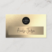 ロゴの追加QRコード金ゴールドグリッター 名刺 (正面)