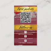 ロゴの追加QRコード&ソーシャルメディアボルドー赤金ゴールド 名刺 (裏面)