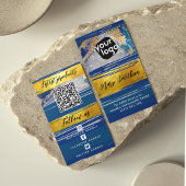 ロゴの追加QRコード&ソーシャルメディア金ゴールドネイビーブルー 名刺