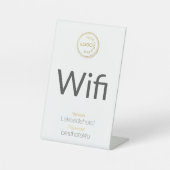 ロゴの追加Wifiパスワードネットワークホワイト 台座サイン (正面)