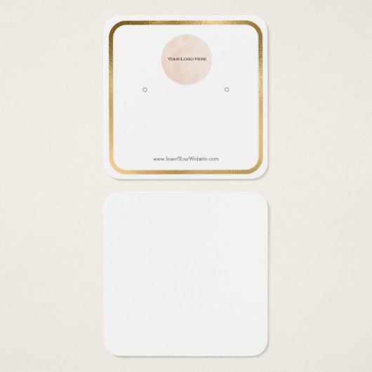 ロゴの金ゴールド縁ど丸いイヤリング表示カード (正面&裏面)