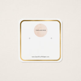 ロゴの金ゴールド縁ど丸いイヤリング表示カード