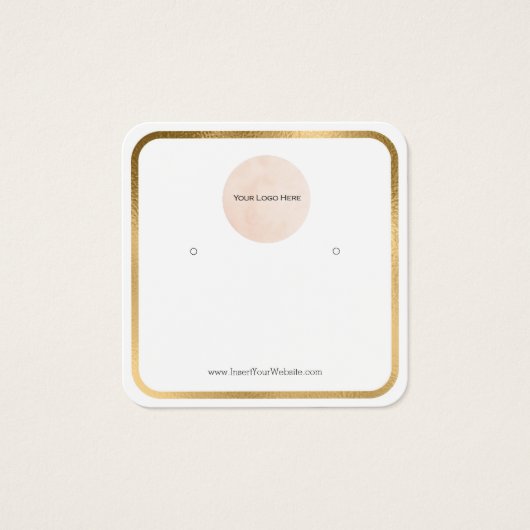 ロゴの金ゴールド縁ど丸いイヤリング表示カード (正面)