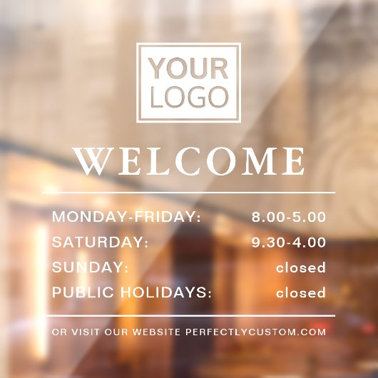 ロゴの開封時間ようこそ白い文字透明 ウィンドウサイン (シート2)