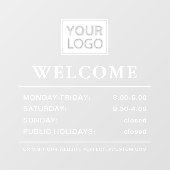 ロゴの開封時間ようこそ白い文字透明 ウィンドウサイン (シート)