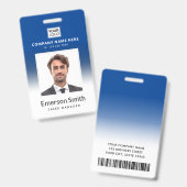 ロゴの青いグラデーション従業員名のタイトルID バッジ (正面＆裏面)