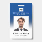 ロゴの青いグラデーション従業員名のタイトルID バッジ (正面)