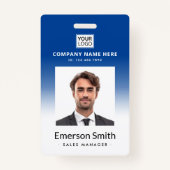 ロゴの青いグラデーション従業員名のタイトルID バッジ (正面)