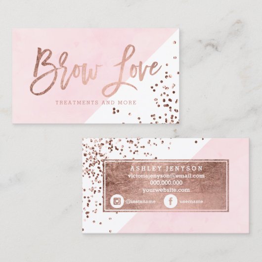 ロゴの額のばら色の金ゴールドのタイポグラフィの赤面の水彩画 名刺 (正面/裏面)