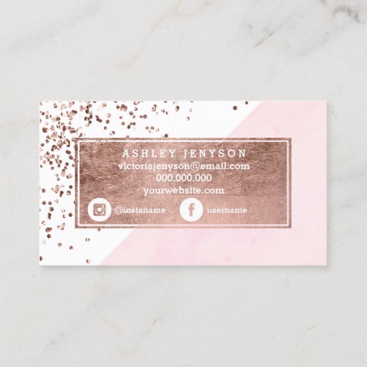 ロゴの額のばら色の金ゴールドのタイポグラフィの赤面の水彩画 名刺 (裏面)