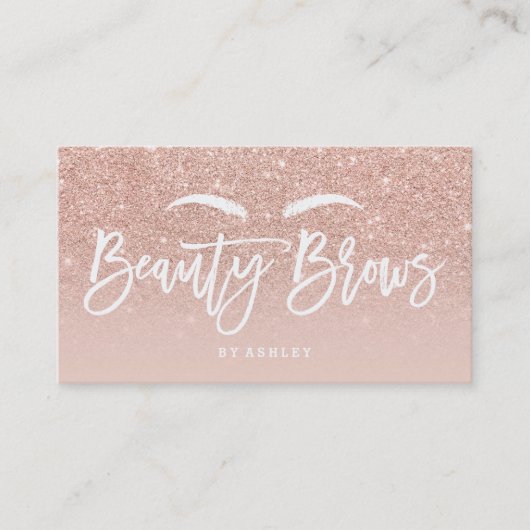 ロゴの額のエレガントなタイポグラフィの赤面のばら色の金ゴールド 名刺 (正面)