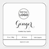 ロゴの黒いキャンドル縁どラベルを追加 スクエアシール (正面)