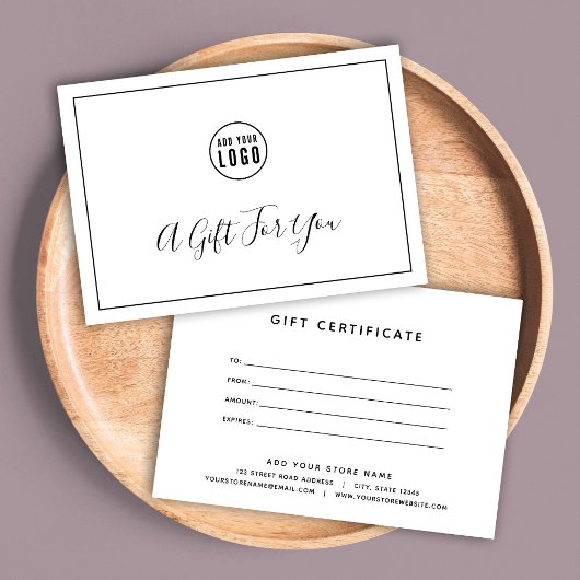 ロゴの黒いギフト縁ど証明書の追加