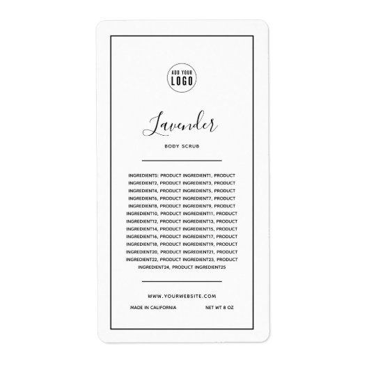 ロゴの黒い原料リスト縁ど製品を追加する ラベル (正面)