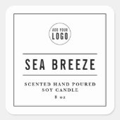 ロゴの黒と線の縁ど製品ラベルを追加する スクエアシール (正面)