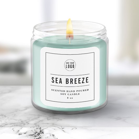 ロゴの黒と線の縁ど製品ラベルを追加する スクエアシール