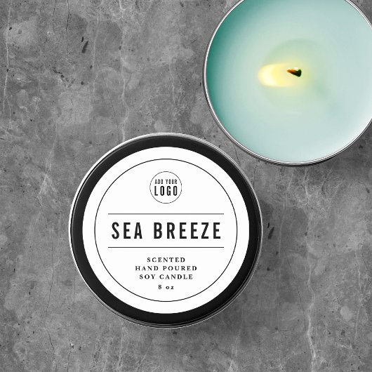 ロゴの黒と線の縁ど製品ラベルを追加する ラウンドシール