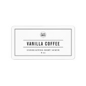 ロゴの黒と線の縁ど製品ラベルを追加する ラベル (正面)