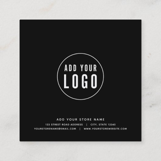 ロゴの黒の編集可能縁ど色を追加する 割引カード (裏面)