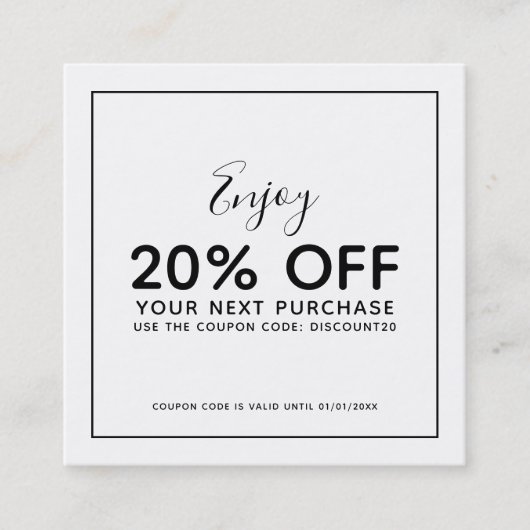 ロゴの黒の編集可能縁ど色を追加する 割引カード (正面)