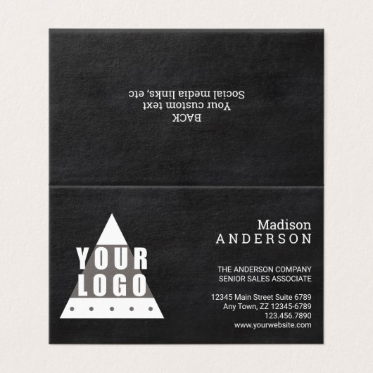 ロゴの黒板のシックなモダン中あなたの写真 名刺 (外部フラット)