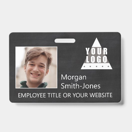 ロゴの黒板粋なビジネス従業員の写真 バッジ (表面)