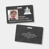 ロゴの黒板粋なビジネス従業員の写真 バッジ (表裏)