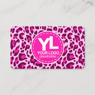 ロゴのPink Leopard印刷ロカビリーパターン 名刺