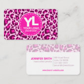 ロゴのPink Leopard印刷ロカビリーパターン 名刺 (正面/裏面)