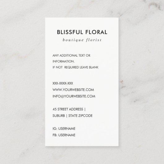 ロゴのSTONEテクスチャミニマルプロフェッショナルの追加 名刺 (裏面)