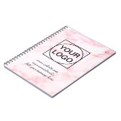 ロゴはここに 白 シンプル ミニマル ピンク マーブル なし ノートブック (左側)