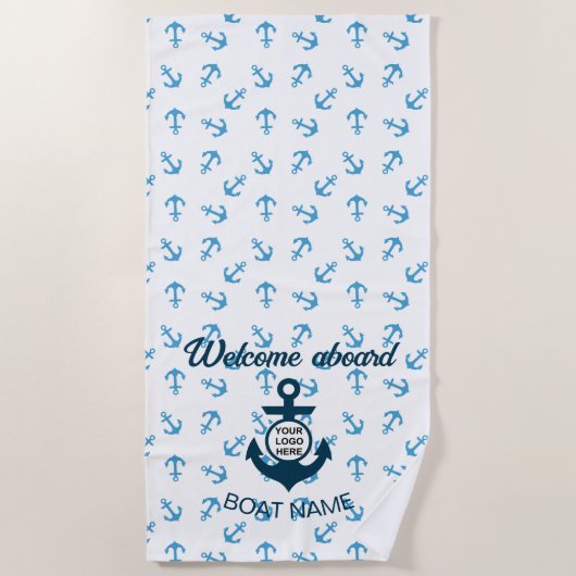 ロゴはこちらいかり航海のモダン夏 ビーチタオル (正面)