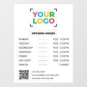 ロゴはこちらカスタム営業時間ビジネスホワイト ウィンドウサイン (シート)