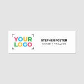 ロゴはこちらシンプルホワイトビジネス 名札 (正面)