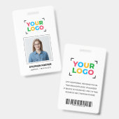 ロゴはこちらシンプル従業員フォトホワイト バッジ (正面&裏面)