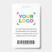 ロゴはこちらシンプル従業員フォトホワイト バッジ (裏面)