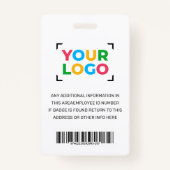 ロゴはこちらシンプル従業員フォトホワイト バッジ (裏面)